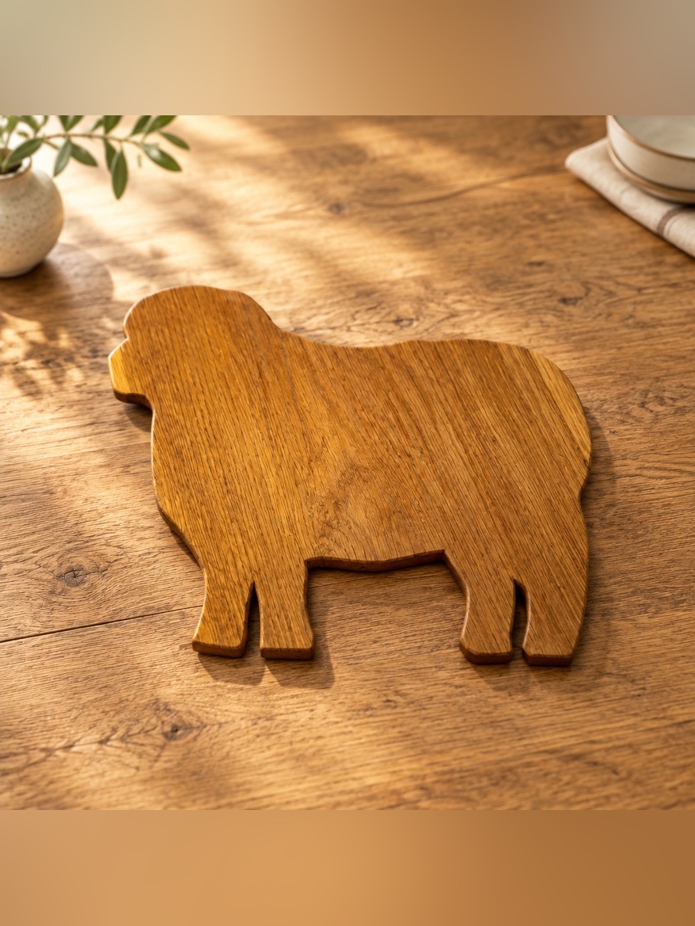 Solid European Kiln Dried Oak Sheep Cutting Serving Board Charcuterie